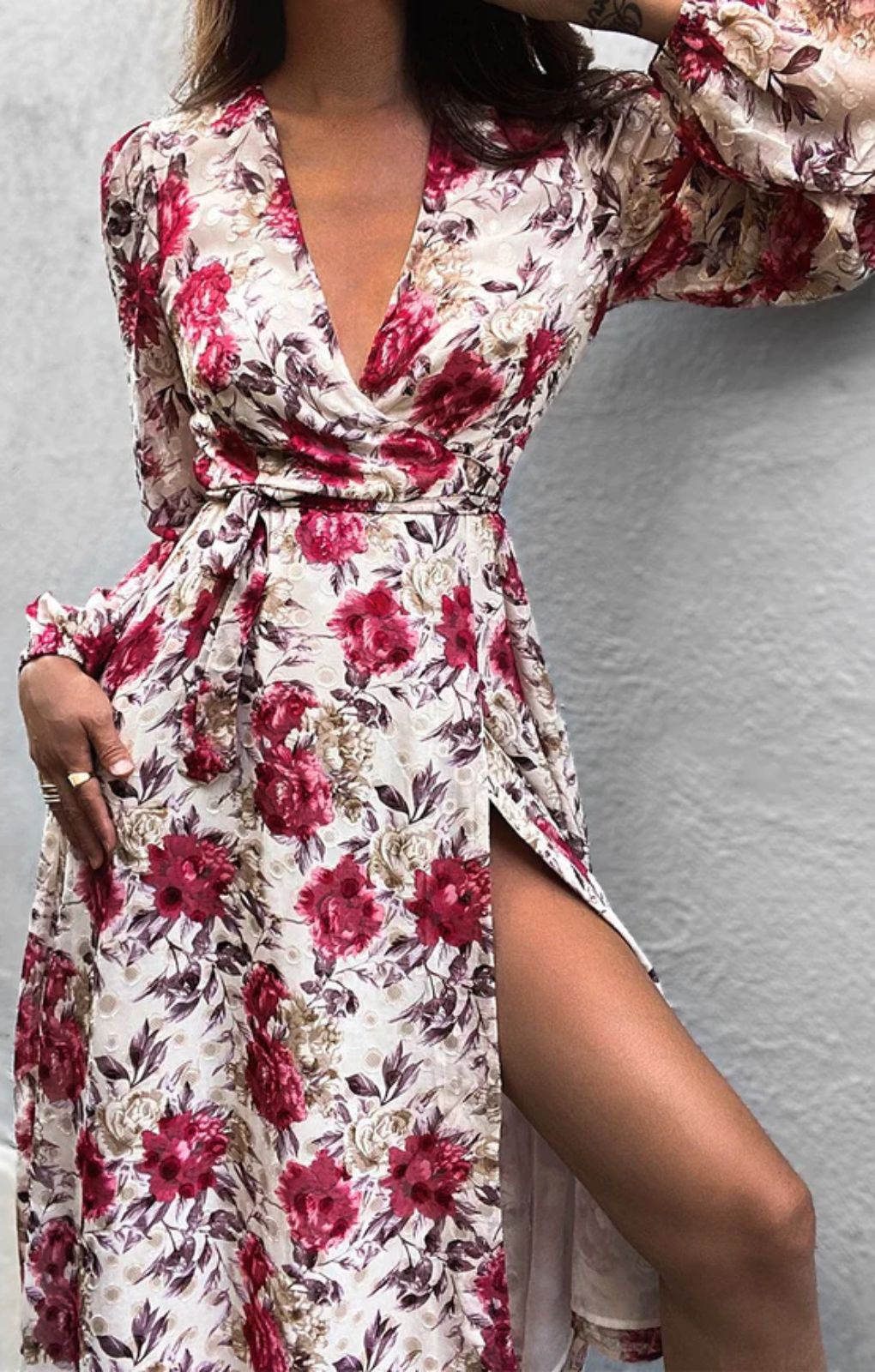 Seven Wonders Berry Floral Florence Wrap Midi Dress