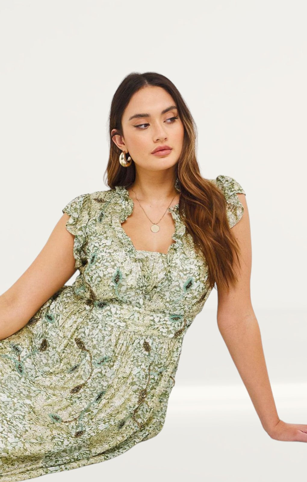 Simply Be Green & Gold Beaded Maxi