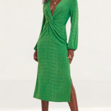 Simply Be Green Slinky Knot Front Midi Dress