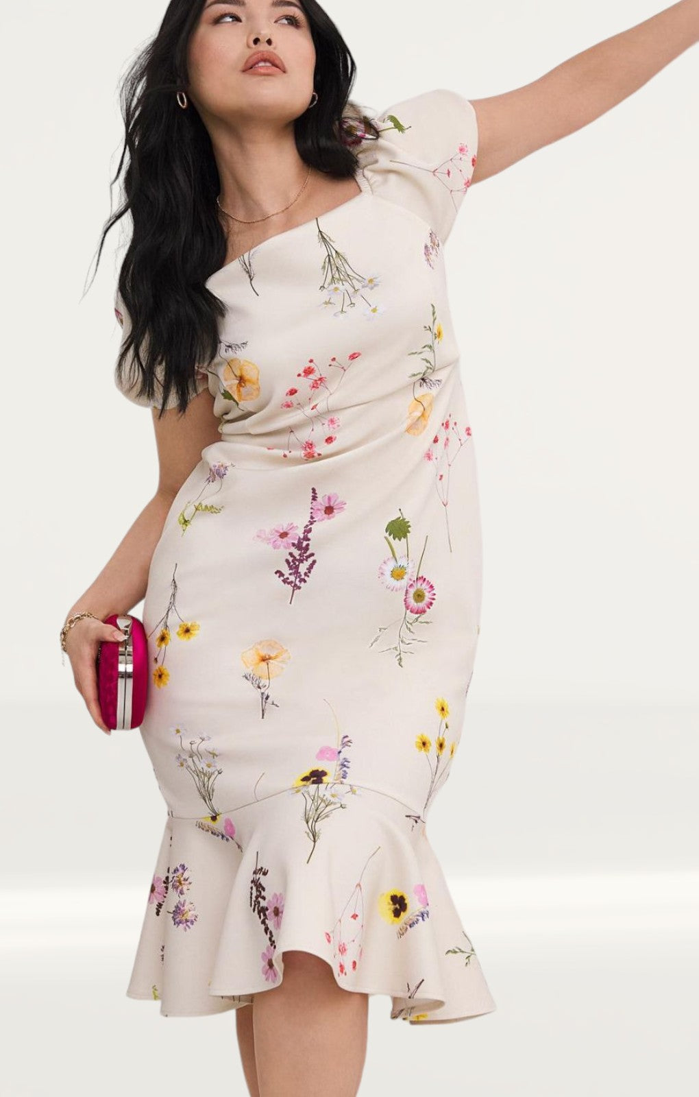 Simply Be Ivory Floral Bodycon Dress