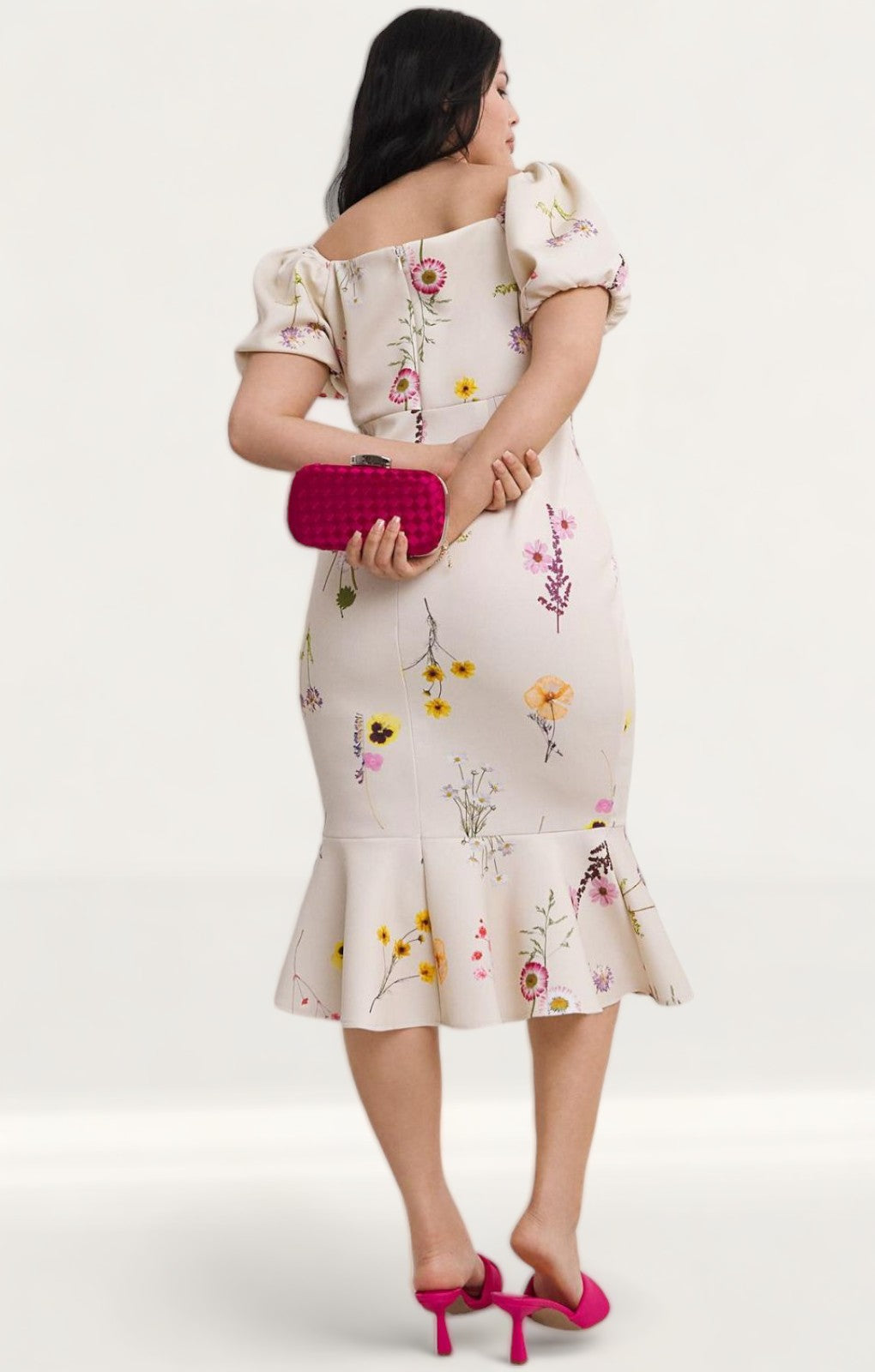 Simply Be Ivory Floral Bodycon Dress