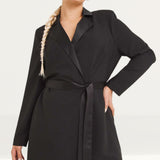 Simply Be Mini Black Blazer Dress with Satin Lapels