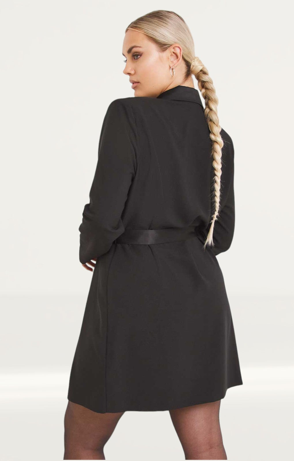 Simply Be Mini Black Blazer Dress with Satin Lapels