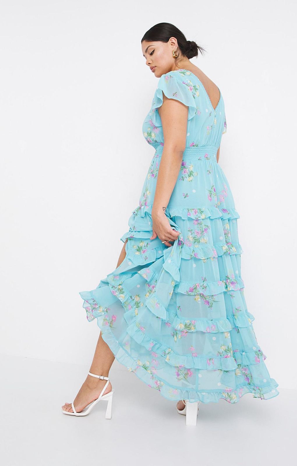 Simply Be Blue Floral Tiered Maxi Dress