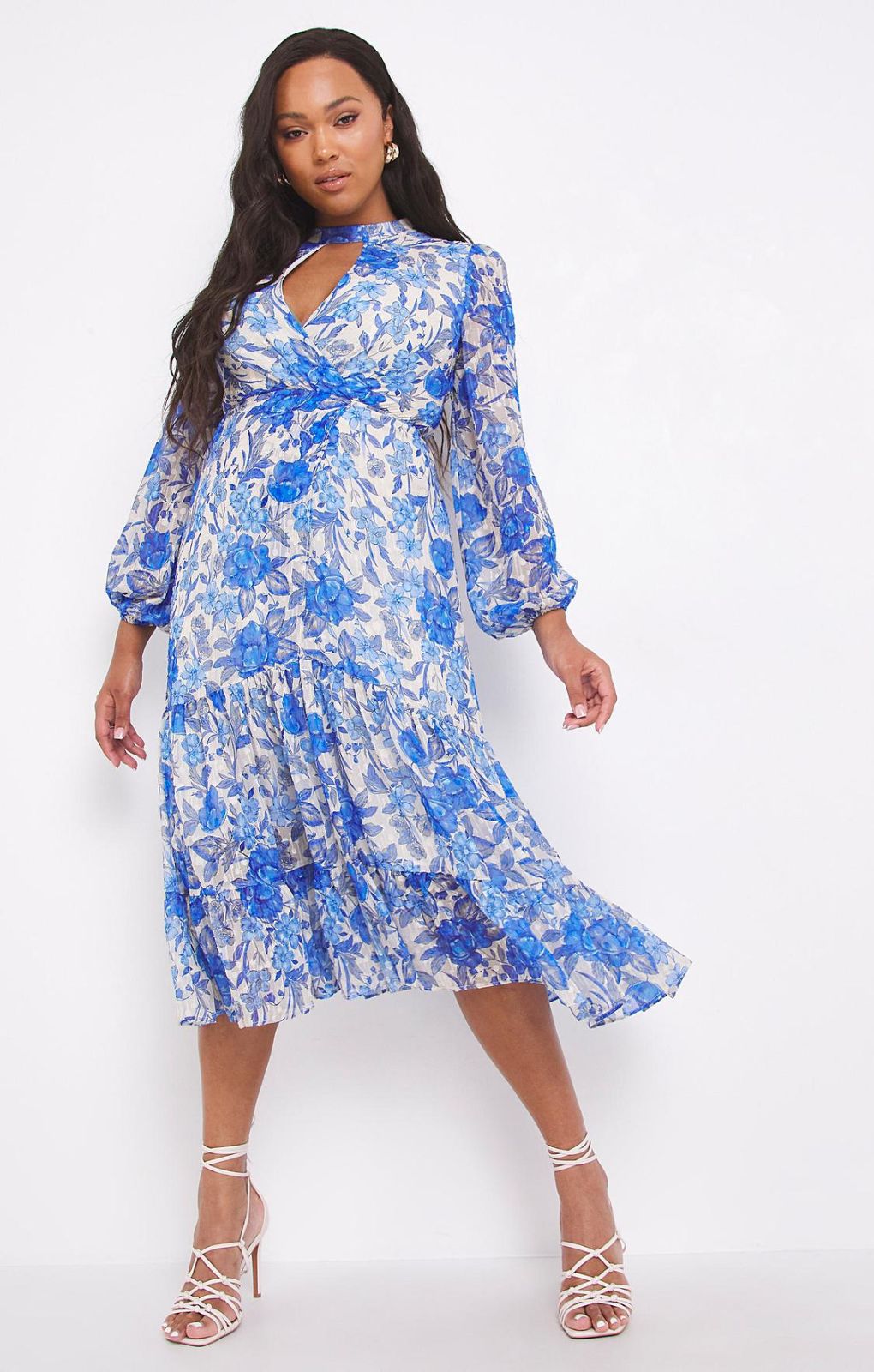 Simply Be Blue Print Choker Dress