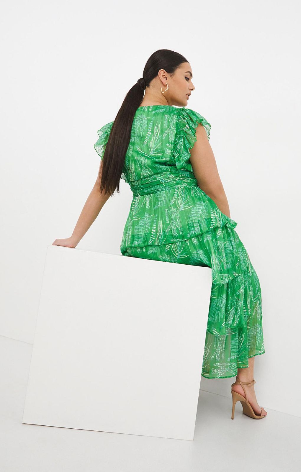 Simply Be Green Print Tiered Dress