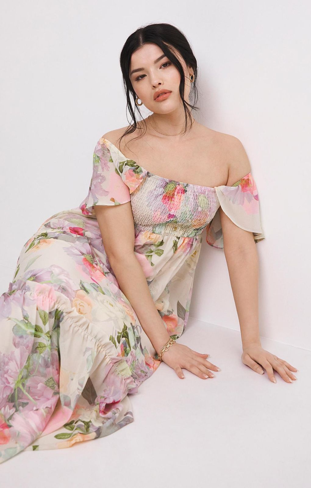 Simply Be Ivory Floral Maxi Dress