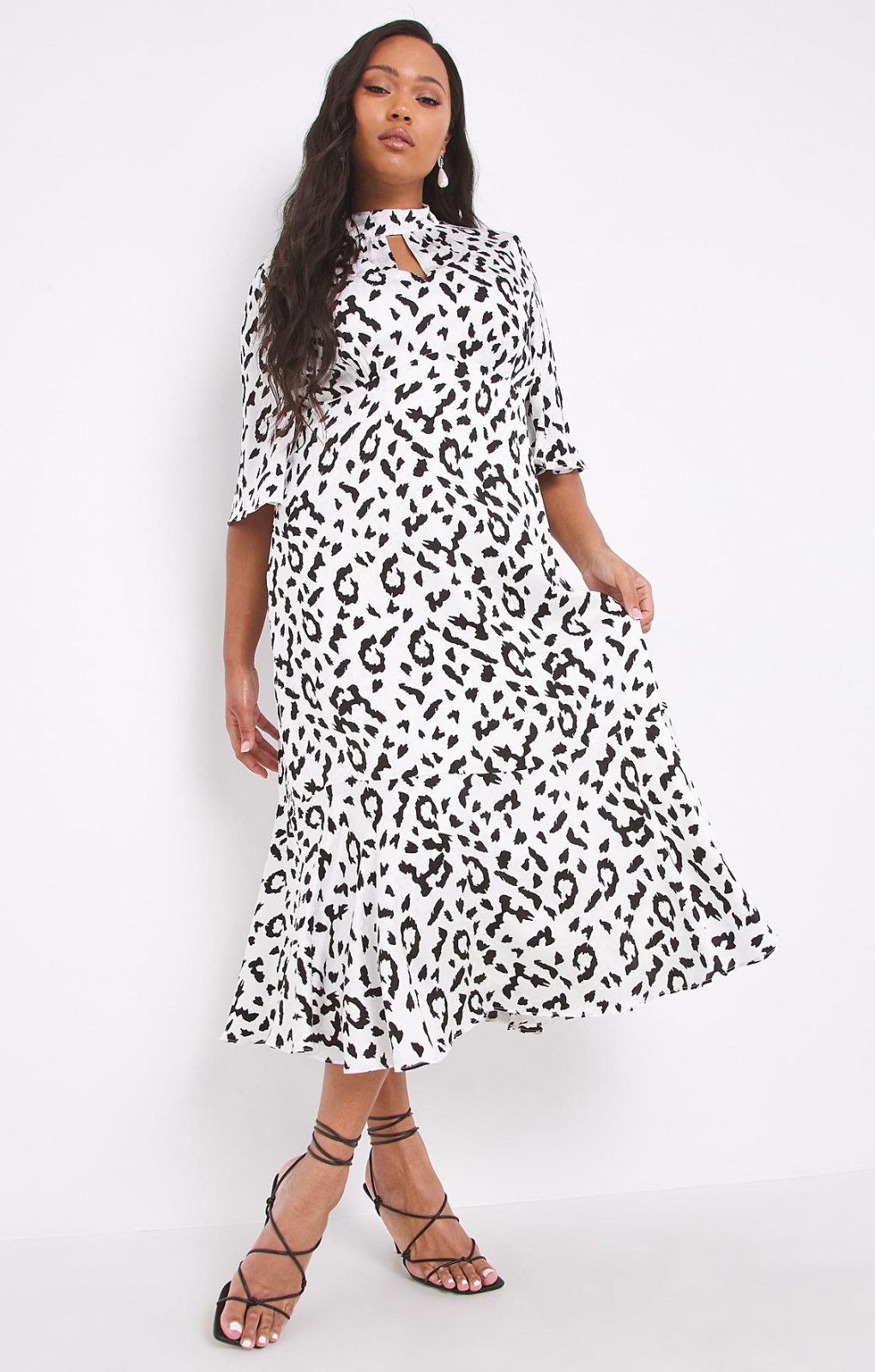 Simply Be Mono Print Jacquard Dress