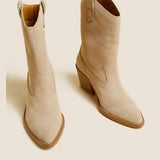 M&S Suede Western Block Heel Ankle Boots