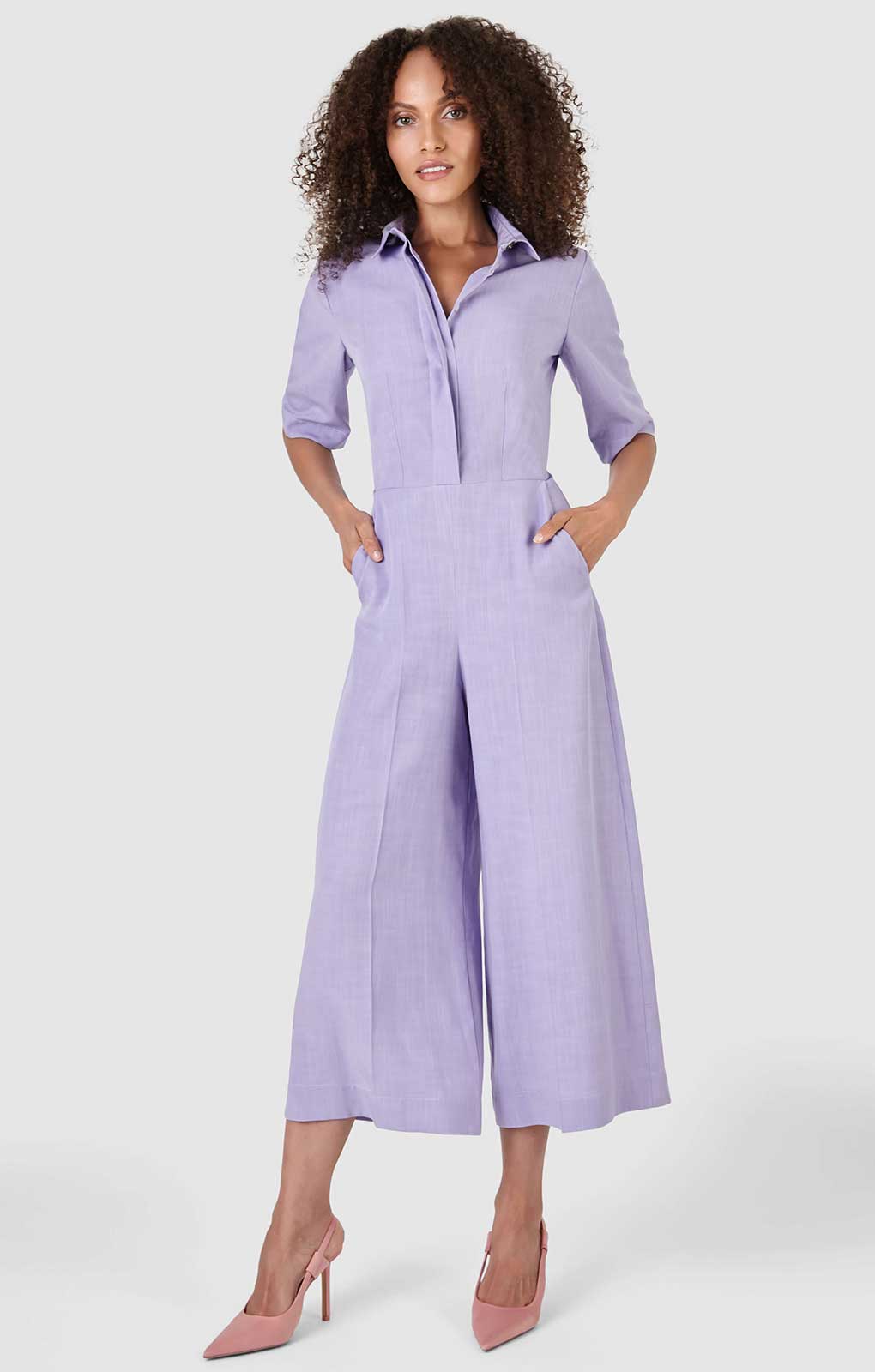 Closet London Purple Shirt Jumpsuit