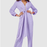 Closet London Purple Wrap Wide Leg Jumpsuit
