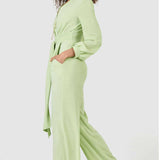 Closet London Lime Green Wrap Wide Leg Jumpsuit