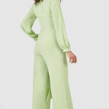 Closet London Lime Green Wrap Wide Leg Jumpsuit