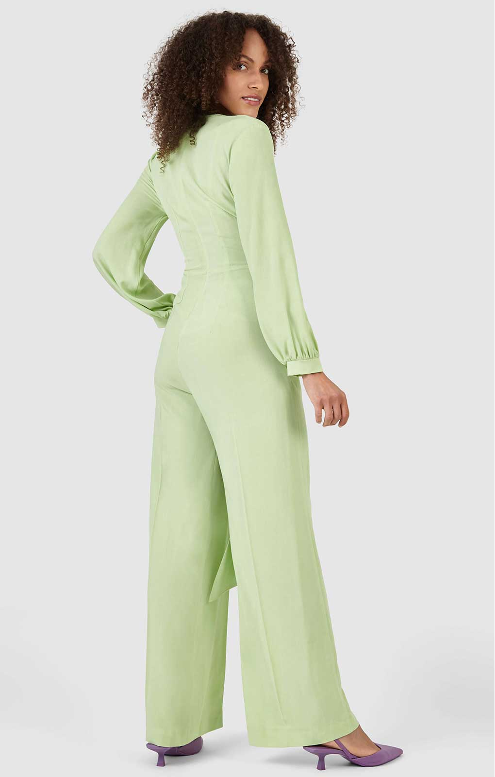 Closet London Lime Green Wrap Wide Leg Jumpsuit