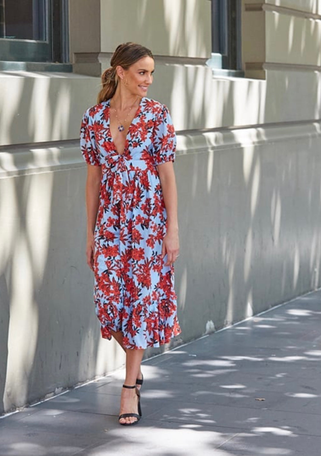 Talulah Red Floral Midi Dress