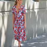 Talulah Red Floral Midi Dress