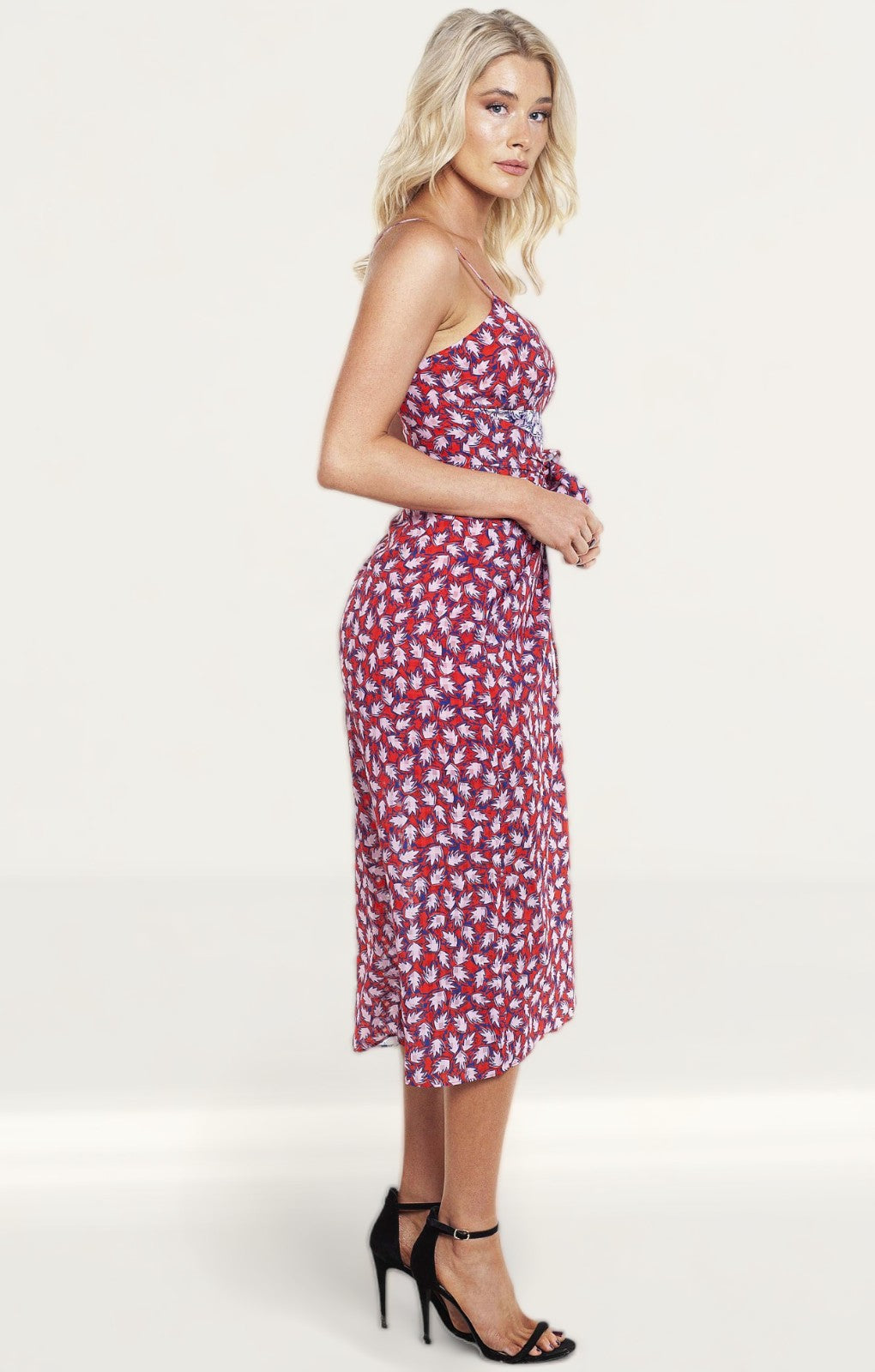 The East Order Anouk Pink Leaf Midi Dress