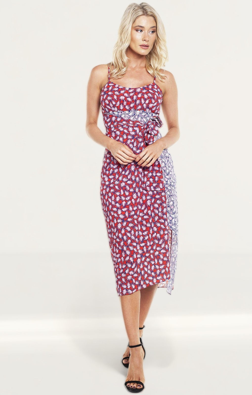 The East Order Anouk Pink Leaf Midi Dress