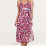 The East Order Anouk Pink Leaf Midi Dress