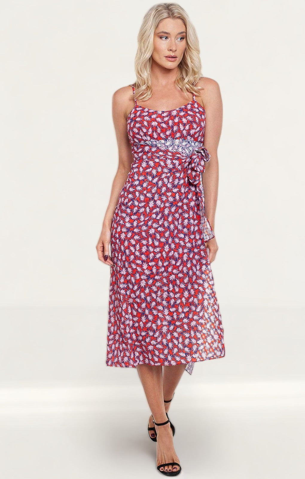 The East Order Anouk Pink Leaf Midi Dress