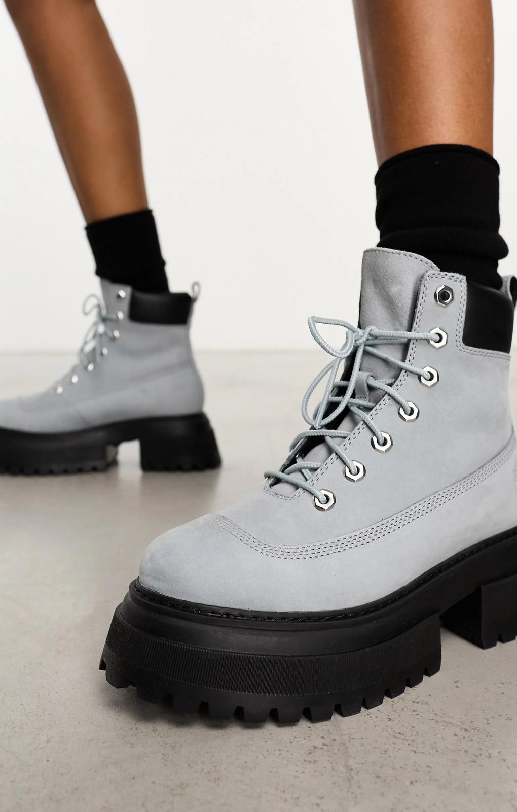 Rent Timberland Sky Inch Chunky Platform Boots In Grey Nubuck