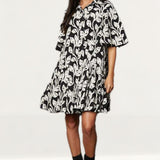 Timeless London Monochrome Floral Emmie Mini Dress