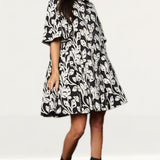 Timeless London Monochrome Floral Emmie Mini Dress