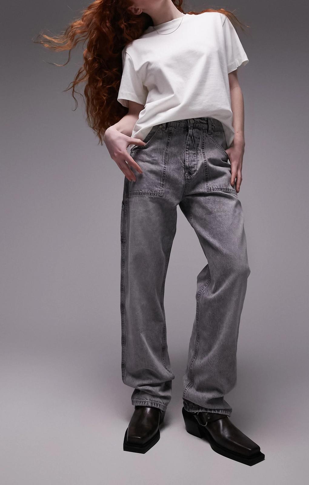 Topshop Carpenter Jean In Ice Grey – jeans by Topshop, available to rent from Hirestreet