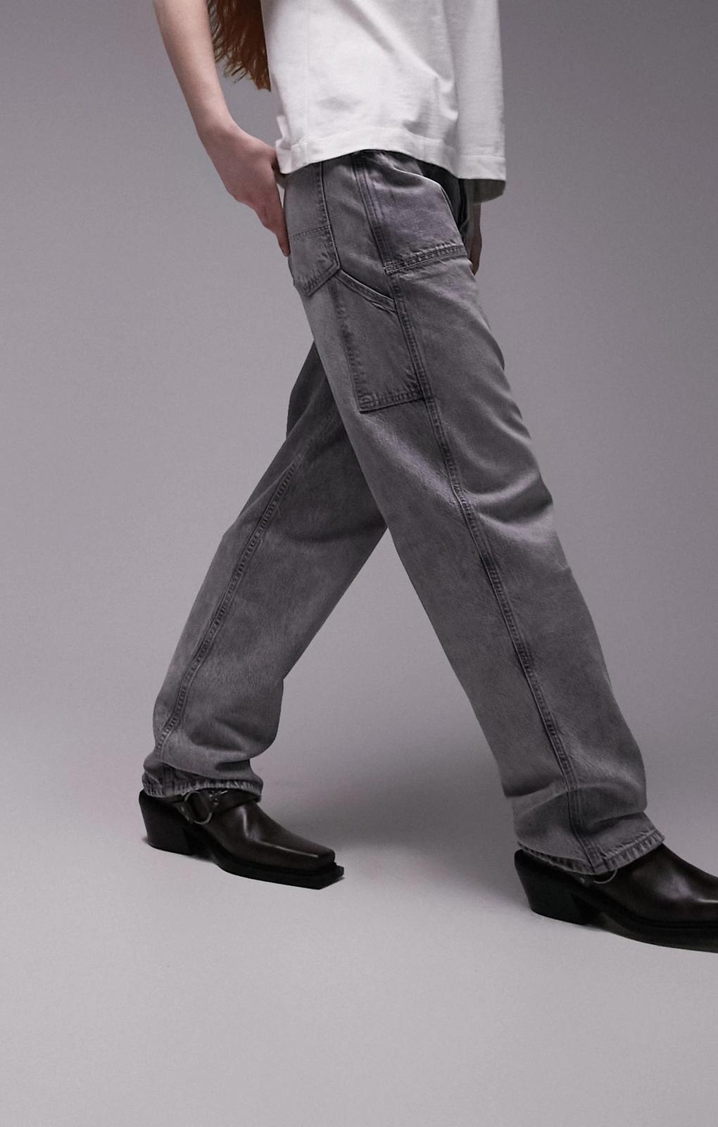 Topshop Carpenter Jean In Ice Grey – jeans by Topshop, available to rent from Hirestreet