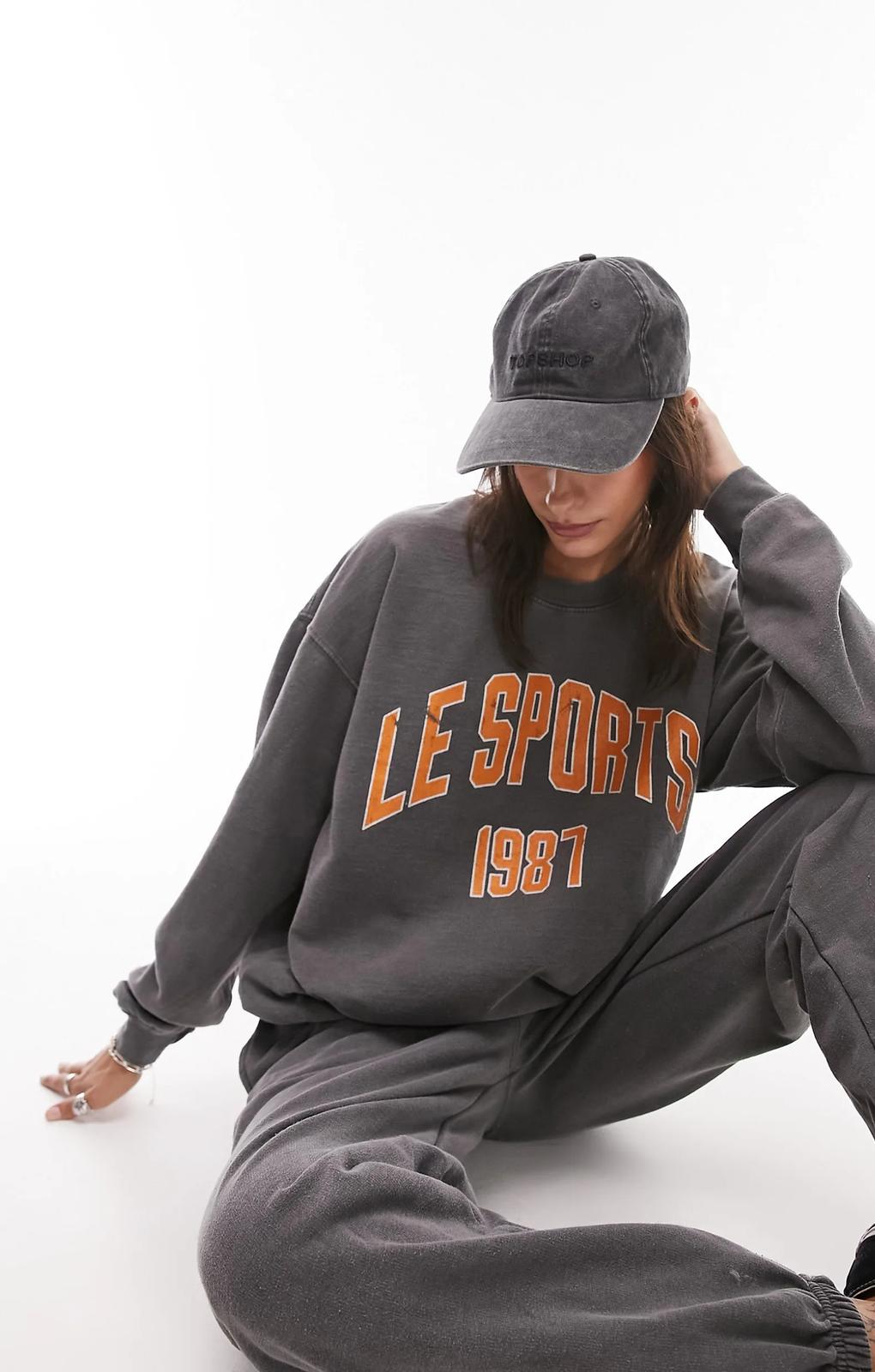 Topshop Le Sports Sweat In Washed Black – tops by Topshop, available to rent from Hirestreet