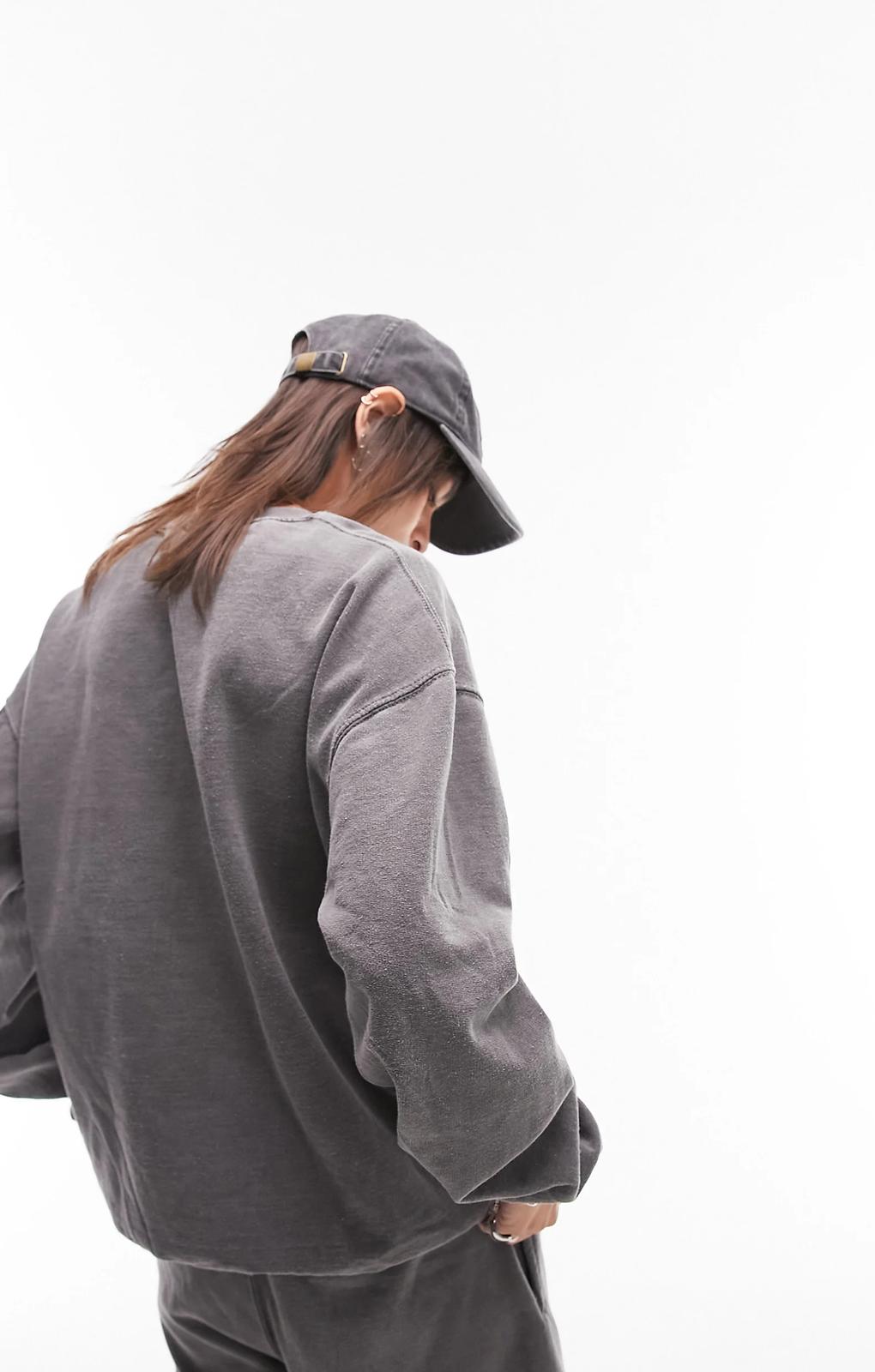 Topshop Le Sports Sweat In Washed Black – tops by Topshop, available to rent from Hirestreet