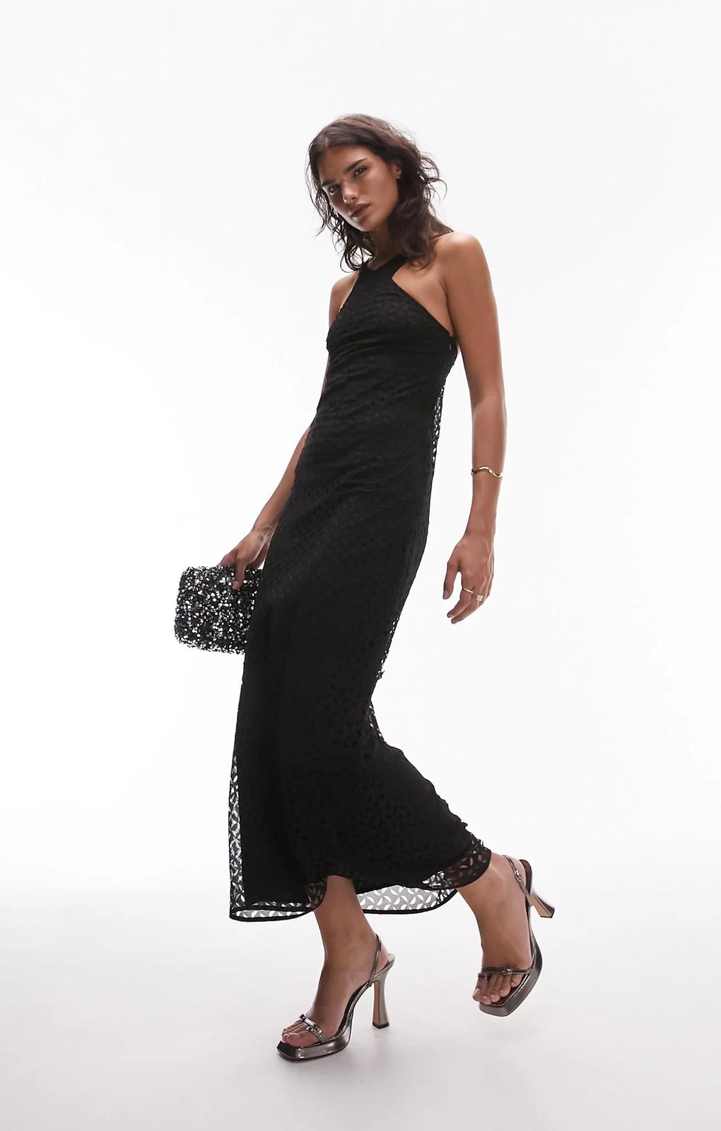 Topshop Cross Front Midi Dress In Black – dresses by Topshop, available to rent from Hirestreet