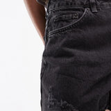 Topshop Denim A-Line Mom Short With Rips In Washed Black – shorts by Topshop, available to rent from Hirestreet