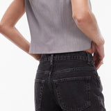 Topshop Denim A-Line Mom Short With Rips In Washed Black – shorts by Topshop, available to rent from Hirestreet