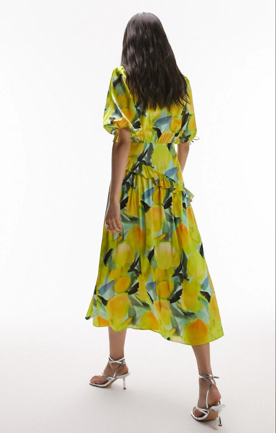 Topshop Floral Midi Wrap Occasion Dress In Yellow Floral Print – dresses by Topshop, available to rent from Hirestreet