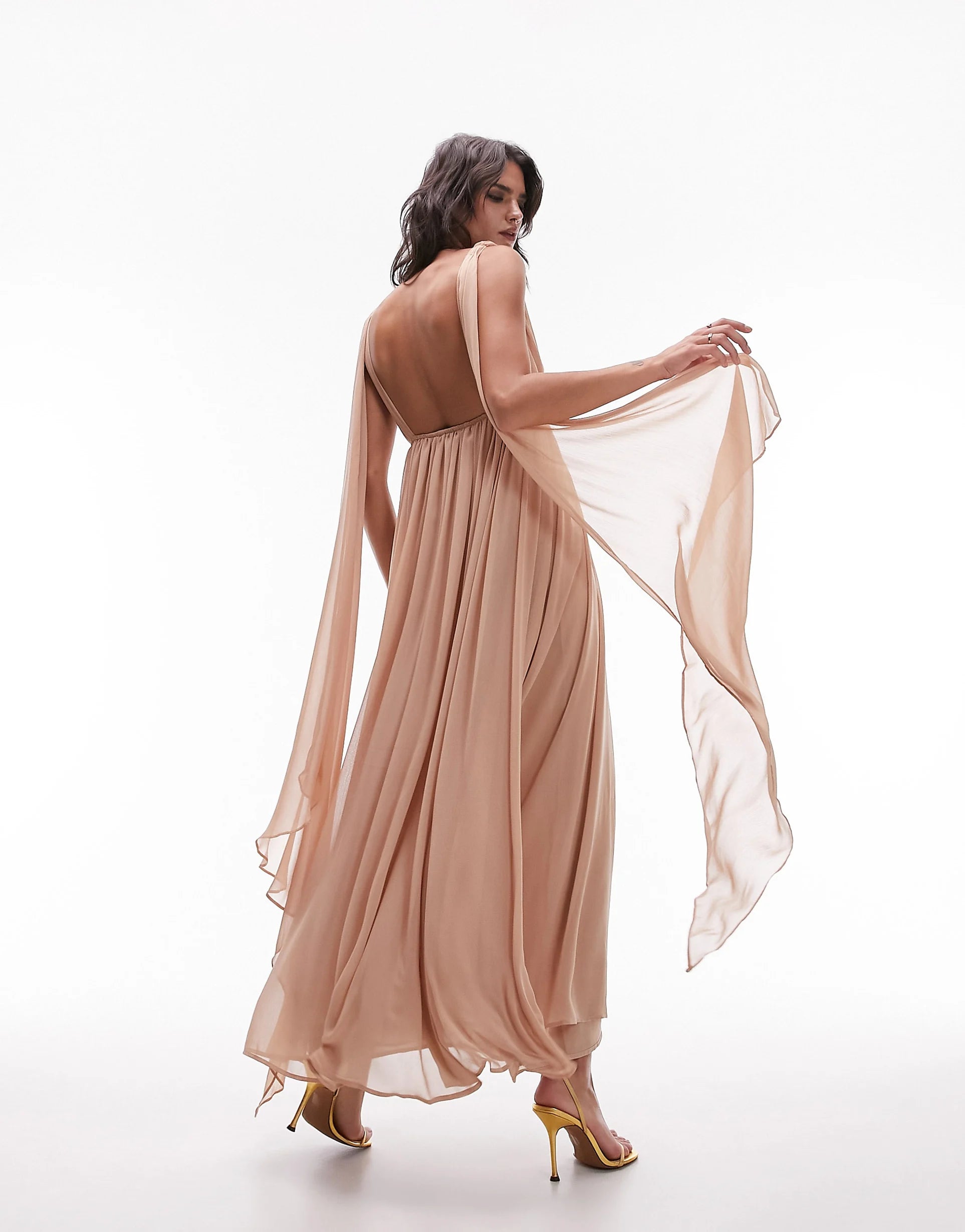 Topshop Goddess Gown Occasion Maxi Dress In Blush – dresses by Topshop, available to rent from Hirestreet