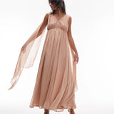 Topshop Goddess Gown Occasion Maxi Dress In Blush – dresses by Topshop, available to rent from Hirestreet