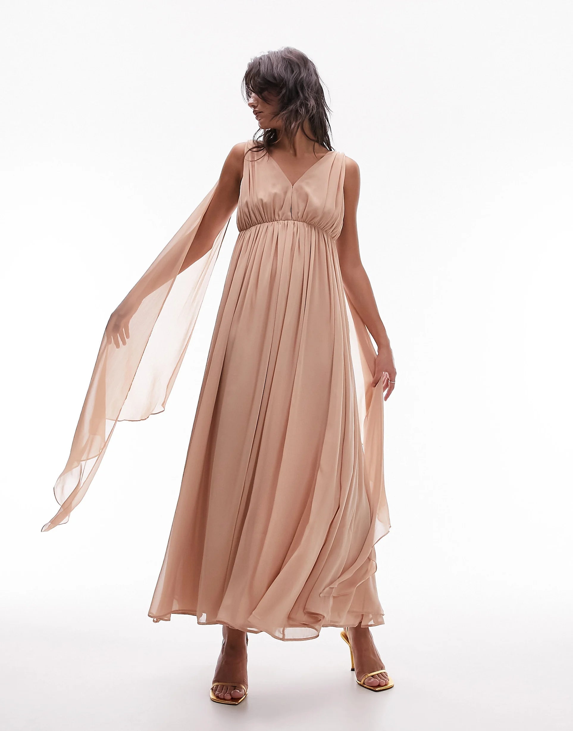 Topshop Goddess Gown Occasion Maxi Dress In Blush – dresses by Topshop, available to rent from Hirestreet