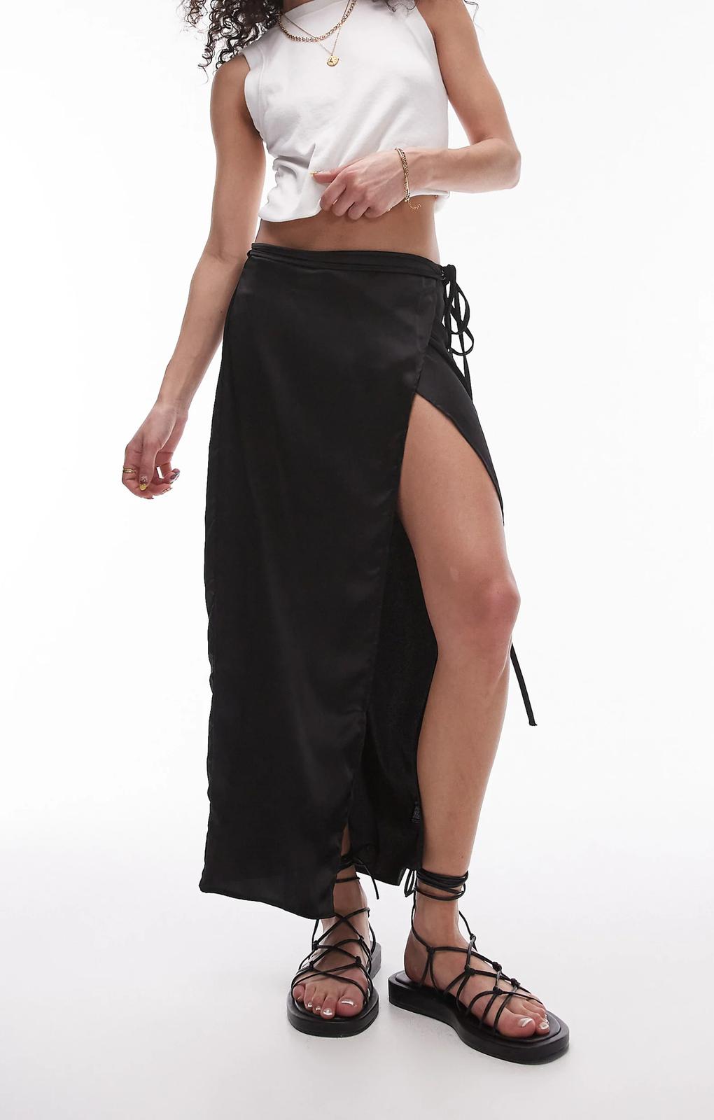 Topshop Knot Front Skirt In Black – skirts by Topshop, available to rent from Hirestreet