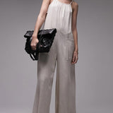 Topshop Linen Jumpsuit With Pockets In Oatmeal – jumpsuits & playsuits by Topshop, available to rent from Hirestreet