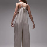 Topshop Linen Jumpsuit With Pockets In Oatmeal – jumpsuits & playsuits by Topshop, available to rent from Hirestreet