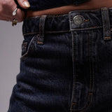 Topshop Mid Rise Straight Cropped Jean With Raw Hems In Blue Black – jeans by Topshop, available to rent from Hirestreet