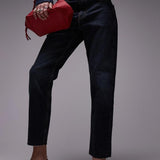Topshop Mid Rise Straight Cropped Jean With Raw Hems In Blue Black – jeans by Topshop, available to rent from Hirestreet