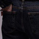 Topshop Mid Rise Straight Cropped Jean With Raw Hems In Blue Black – jeans by Topshop, available to rent from Hirestreet