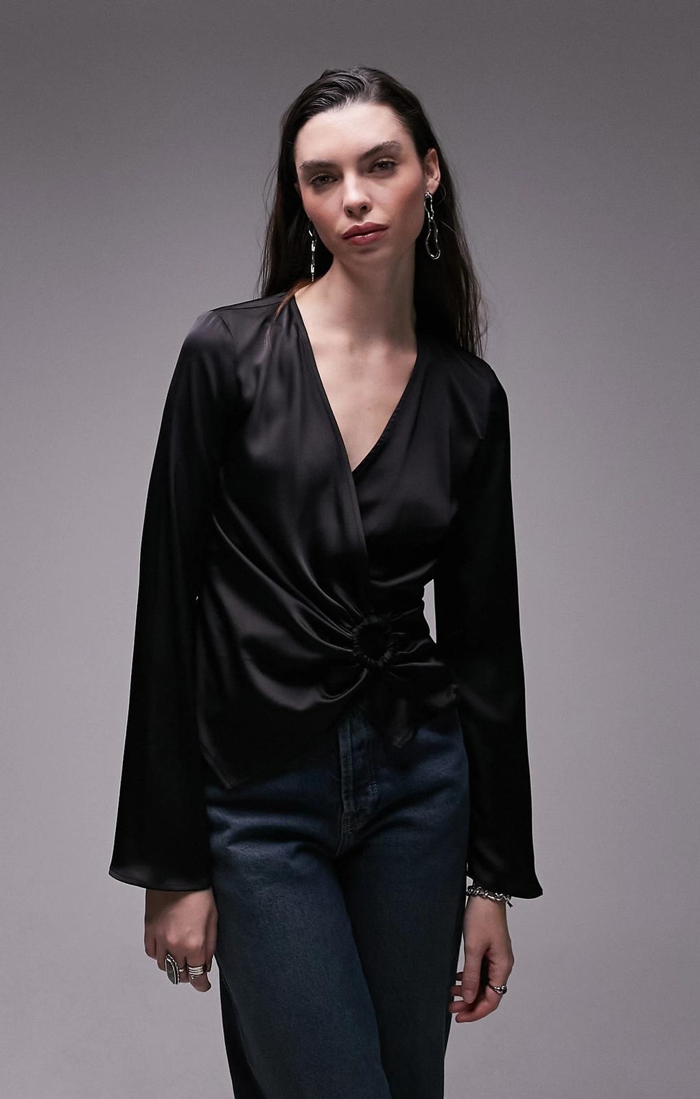Topshop Ring Detail Top In Black – tops by Topshop, available to rent from Hirestreet