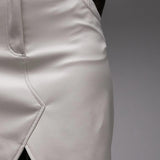 Topshop Tall Leather Look Denim Styled Mini Skirt In Ecru – skirts by Topshop Tall, available to rent from Hirestreet