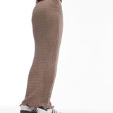 Topshop Textured Maxi Skirt In Taupe – skirts by Topshop, available to rent from Hirestreet