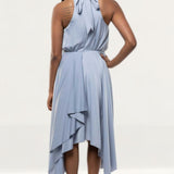 TwoSisters The Label Kat Blue Satin Midi Dress