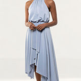 TwoSisters The Label Kat Blue Satin Midi Dress