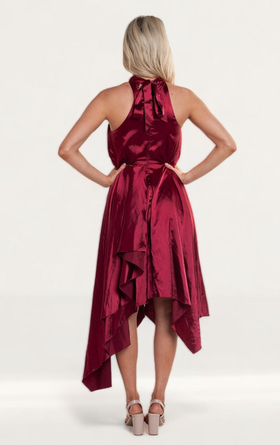 TwoSisters The Label Kathleen Red Halter Midi Dress